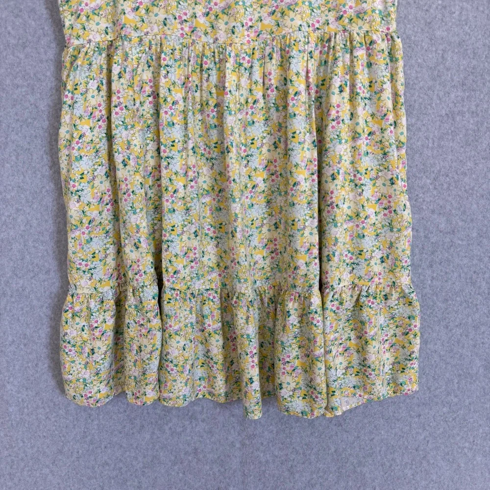 Torrid Yellow Floral Dress Womens 1 1X 14-16 Mini Challis Tiered Sleeveless Tank - Picture 8 of 14
